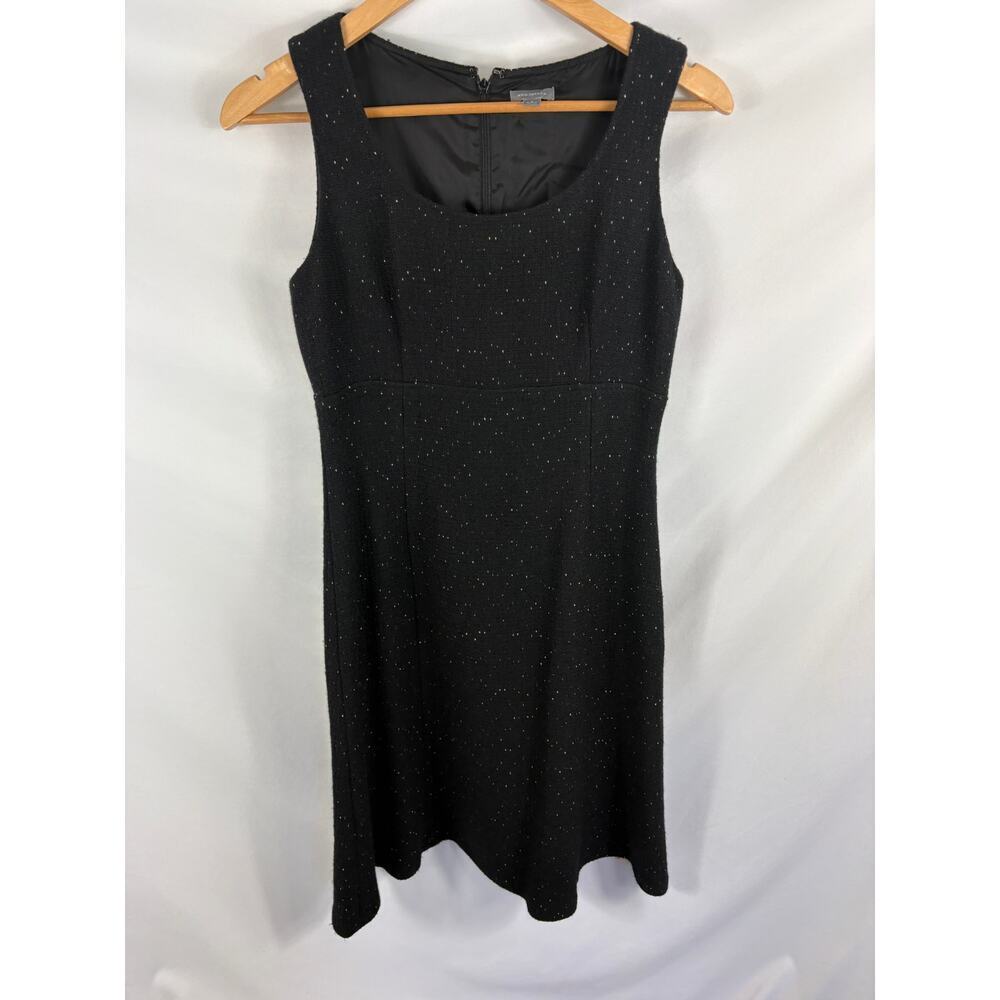 Ann Taylor Textured Speckled Black Sleeveless Dress Size 2